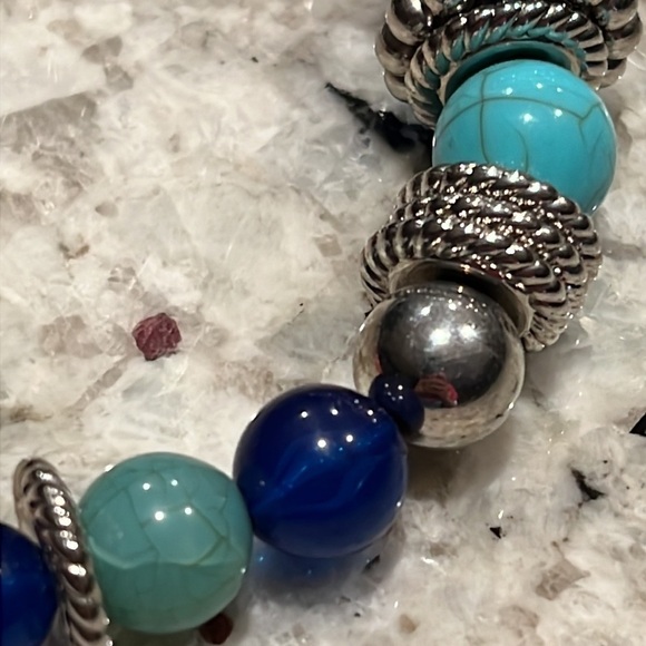 Faux Turquoise bib necklace with oversized beads, fashion necklace 8”+3”extender - Picture 8 of 10